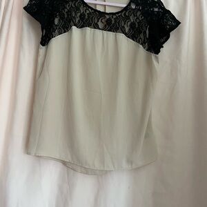 Maeve Black and Cream Lace Blouse Relaxed Fit